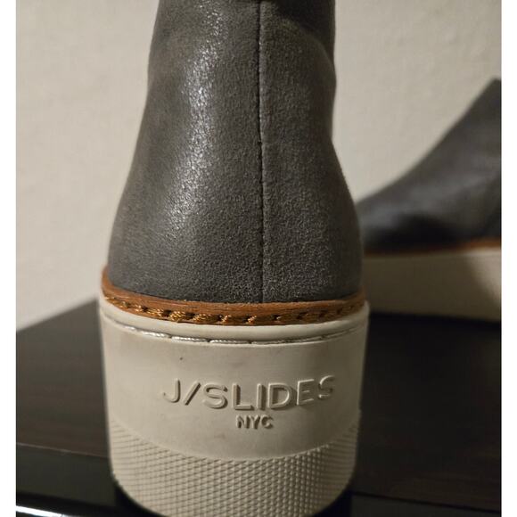 J/Slides Mika platform sneaker bootie in dark grey brush suede. - Picture 2 of 6